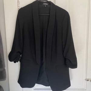 Express Ruch Sleeve Black Blazer